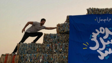 Pyramid of Plastic Waste Warns of Pollution Threat to the Nile and the Sea