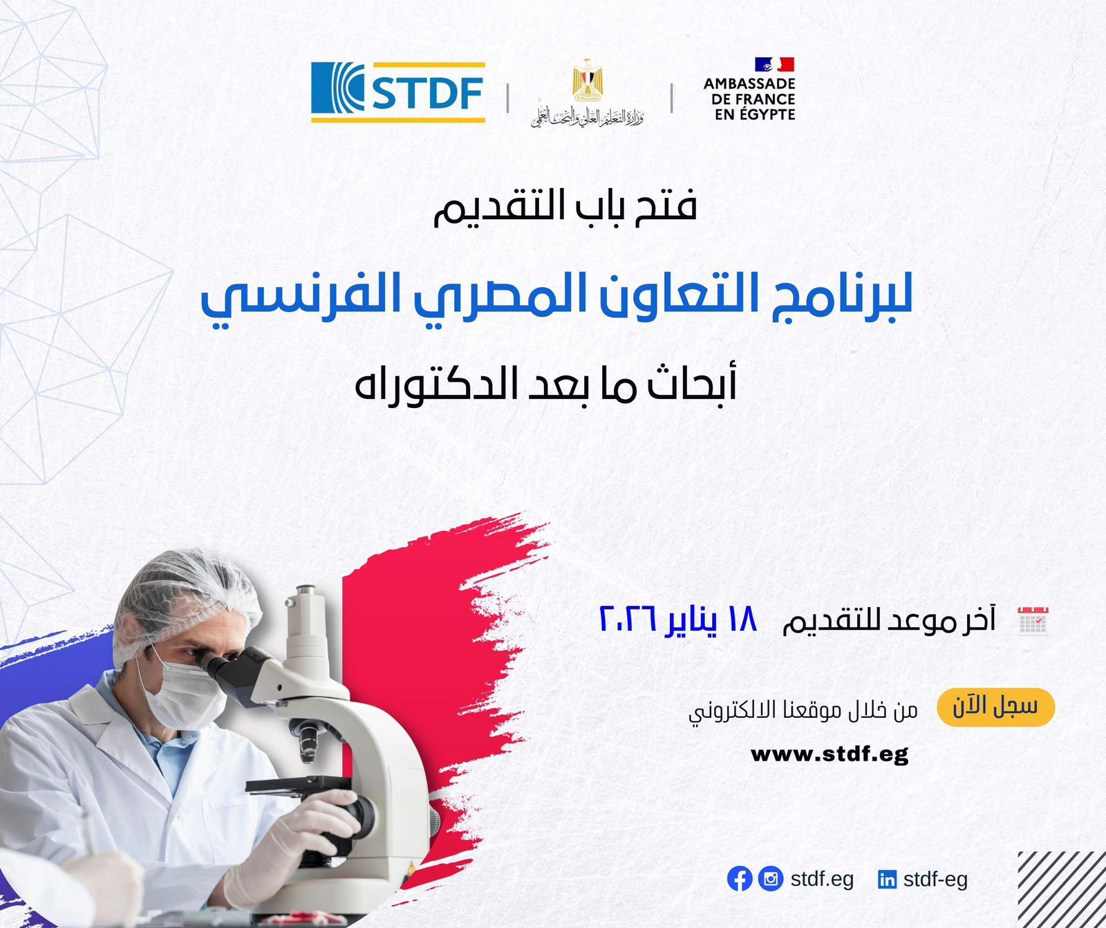 Fellowships Offer Postdoctoral Training in France for Egyptian Researchers